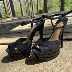 Black GLITTER and RHINESTONE Evening heels!!